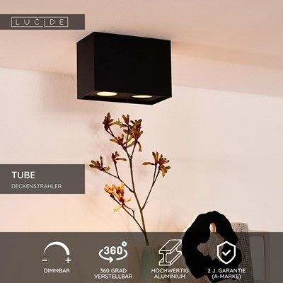 Lucide TUBE - Deckenstrahler - 2xGU10 - Schwarz